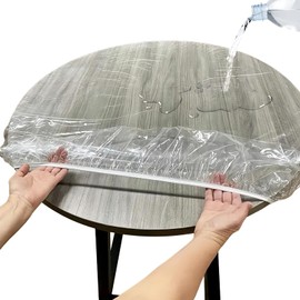 Sporgo Transparent Tablecloth Round: Waterproof See Through Tablecloth Round Garden Tablecloth with Elastic Band PVC Outdoor Tablecloth Table Film Elastic Round Table Protector 120-140cm