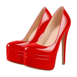 VERISSON Women's Platform Pumps Classic Platform High Heels Stiletto Women's Shoes, red