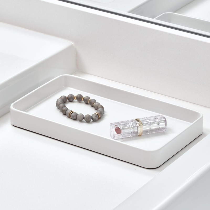 iDesign Stainless Steel Bathroom Tray for Towels, Cosmetics, and Accessories,