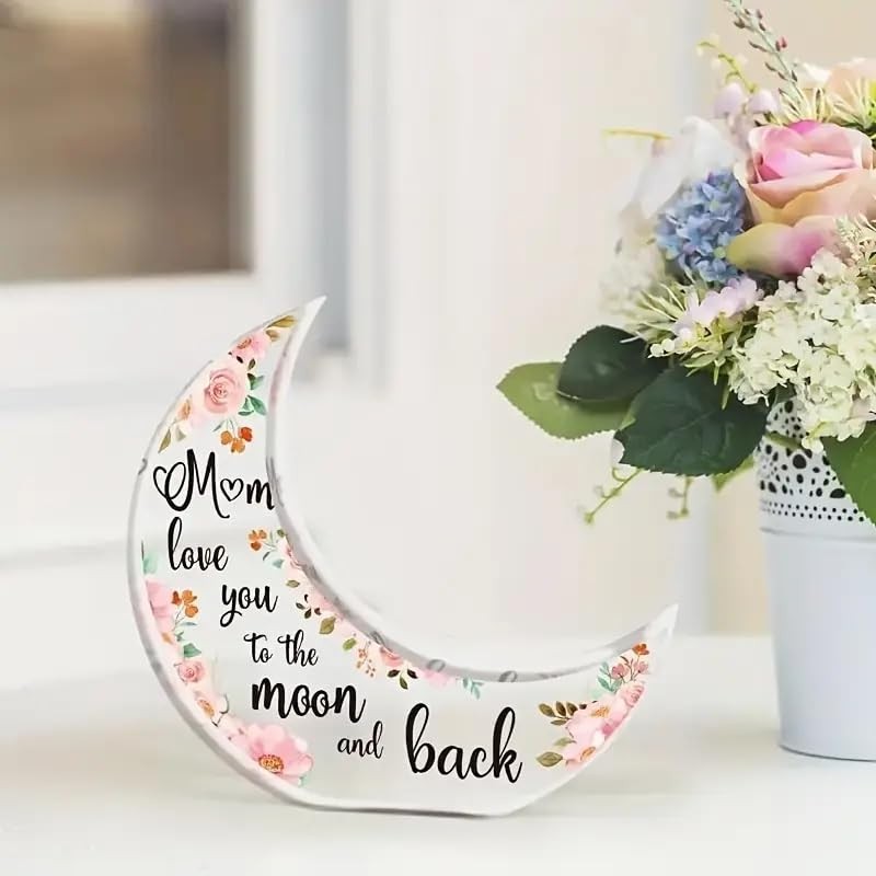 Crescent Moon Ornament with 'Mum I Love You to the