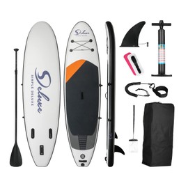 Inflatable Stand Up Paddle Board – Premium SUP for Youth & Adults, Simple Deluxe Blow Up Paddle Boards for All Skill Levels, Standing Boat with Accessories & Backpack, Non-Slip Deck, Black
