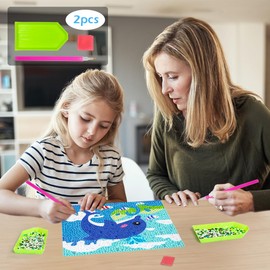 QEUOYSS Diamond Art Kit for Kids with Wooden Frame Art and Crafts for Kids Ages 6-8 -10-12 Easy to DIY Diamond Art for Kids and Adult Beginners Home Wall Decoration (Dolphin)