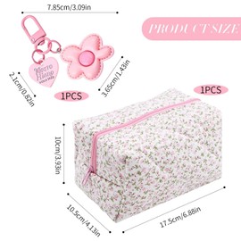 1 Flower Cosmetic Bag and 1 Flower Pendant, Portable Storage Bag, Large-Capacity Storage Bag, Skin Care Product Storage Bag, Travel Toiletry Bag