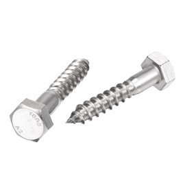sourcing map Hex Lag Screws, M10 x 60mm 304 Stainless Steel Half Thread Self-Tapping Bolts for Wood Screw 10Pcs