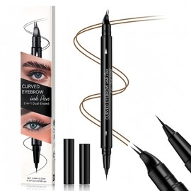 【2in1デュアルデザイン】liangnishi アイブロウペンシル 防水・耐久性 30°ゴールデンアングル プロ仕様ツーブラウペン＆アイライナー – 自然な眉メイクとシャープなアイラインが簡単に #02 ティーブラウン+アイライナー(ブラック)
