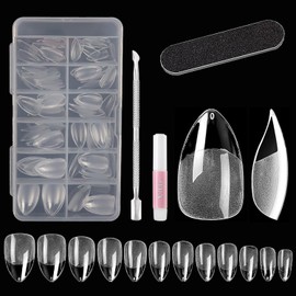 MUSILAN Short Almond Nail Tips 120PCS Half Matte Soft Gel Almond Nail Tips No Filed Pre-Shaped Acrylic Nail Tips for Full Cover Press on Nail Tips for Nail Tips Extension 10 Sizes Short Almond Nail