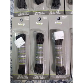 fabany Lot Of 8 Fabany : Each Pkg Is 4 Yards X 1/8" Black Woven Braided Elastic