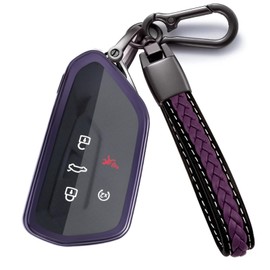 Atecek for VW Key Fob Cover Key Shell Case Compatible with Volkswagen ID.4 Golf 8 MK8 GTI ID.3 Seat Leon MK4 Skoda Octavia, Purple-for Volkswagen