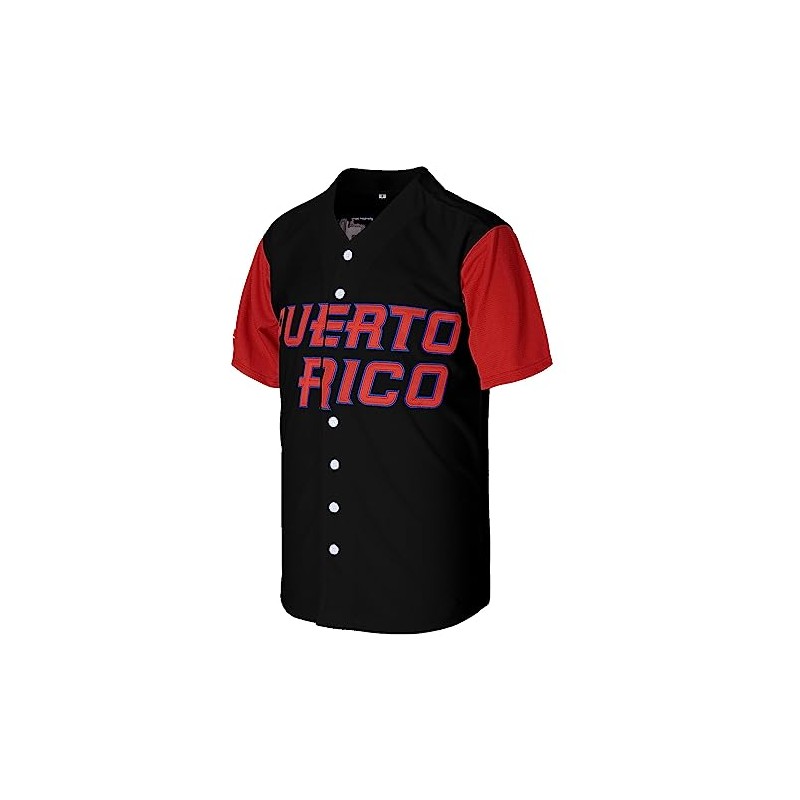 #21 Puerto Rico Classic Mens Baseball Jersey Stitched Black Size
