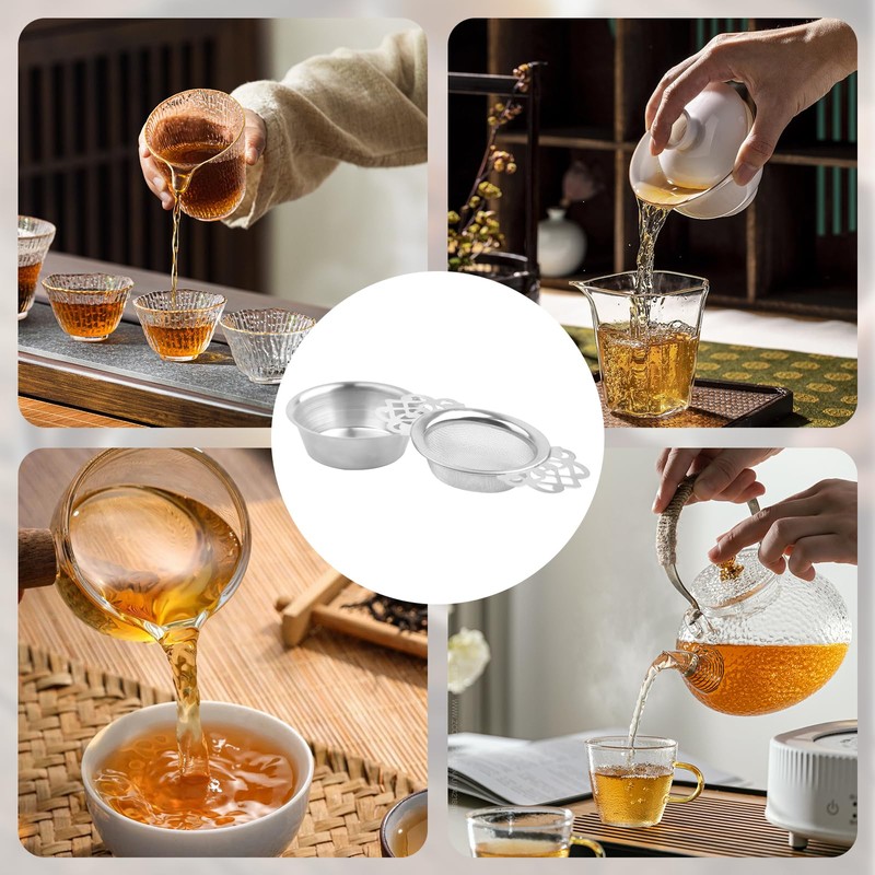 Pretwad Fine Mesh Tea Strainer with Bowl, 2 Pack Stainless
