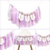 Baby Girl 1st birthday highchair banner -Purple Floral Garland, Purple