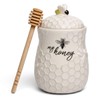 Young's Inc. Ceramic Honey Jar with Wooden Honey Dipper -