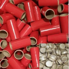 25pc 1" x 2.5" red firework kraft tube with paper caps