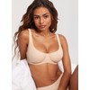 DOBREVA Women's Unlined Balconette Bra Underwire Supportive Plus Size Smooth
