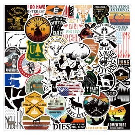 Hunting Stickers 50 Pcs Outdoor Adventure Hunter Stickers Vinyl Waterproof Stickers for Laptop,Helmet,Water Bottles,Skateboard, Guitar,Computer,Phone,Luggag,Bicycle,Motorcycle,car