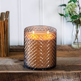 Evergreen Large Diamond Cut Glass Candle Smokey Quartz