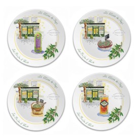 Sisson Imports MAISON D'OLIVE HORS D'OEUVES / DESSERT PLATES, SET OF 4 - FREE SHIPPING !!!