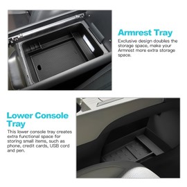 CDEFG 2 Pack Fit for 2024 2025 Hyundai Santa Fe Center Console Organizer Floor Tray Compatible with 2024 2025 Santa Fe SE SEL Limited XRT Calligraphy Accessories Lower Console Organizer Armrest Tray