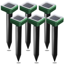 USKICH Solar Mole Repellent Stakes Ultrasonic Groundhog Repellent Outdoor Solar Powered Waterproof Sonic Spikes, Rodent Gopher Deterrent Spikes, Get Rid of Burrowing Animals(6 Pcs Green)