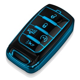 Tukellen for Dodge Key Fob Cover Soft TPU Full Protection Key Shell Key Case Compatible with 2019-2023 Dodge RAM 1500 2500 3500 , 4-5 Buttons(Blue)