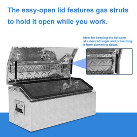 EASYBERG 30 Inch Aluminum Trailer Tool Box for Truck Pickup ATV Flatbed RV, 5 Bar Trailer Tongue Tool Box Storage Organizer with Dome Lid, Handle, Lock & 2 Keys, Silver
