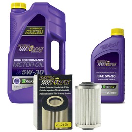 Royal Purple SAE 5W-30 Synthetic Motor Oil – 6 quarts and a 20-2129 Extended Life Premium Oil Filter (21295W306QT)
