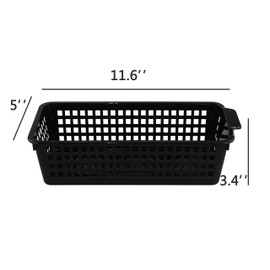 Begale Black Small Plastic Storage Baskets, 11.6"L x 5"W x 3.4"H, Set of 6