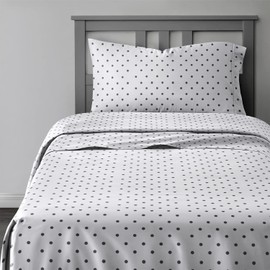 Kids Black Polka Dots Full 4 Piece Sheet Set - Boys, Girls, Teens, Toddler - Easy Fit Deep Pockets - Breathable, Hotel Quality Sheets - Machine Washable - Wrinkle Free - Cute, Cozy, Soft - CGK Linens