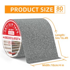 QILIMA Non-Slip Tape Grey High Traction Safety Track Tape 100 mm x 5 m Non-Slip Tape Strong Traction Grip Tape for Stairs, Steps, Ramps, Decks, Walkways