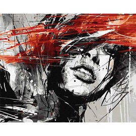 KOMI Paint by Numbers for Adults, Paint by Number Kits on Canvas Painting by Numbers Without Frame, Art Craft Kits for Home Decoration, Black Dream Girl 16x20inch