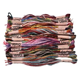 Pack of 20 Multi Variegated Shades Colours Oasis Silk Skeins Threads Hand Embroidery/Demanding Variegated Colours Silk Threads Skeins Silk Floss Rayon/Stranded Shinning Embroidery Cross Stitch