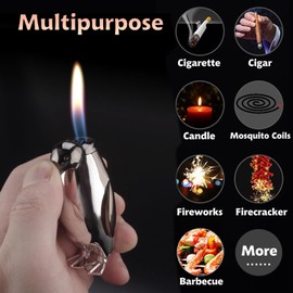 Torch Lighter, Creative Desktop Penguin Cute Lighters, Cool Portable Adjustable Soft Flame and Refillable Butane for Men Women Friends Gift-s (Without Butanes)-Red