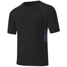 Huayuzh Men's UV Shirt Rash Guard T-Shirt Swimming Shirt Quick-Drying Lightweight Breathable Surfing Fishing Hiking Top, 9-black
