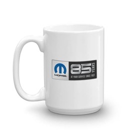 Mopar 85th Anniversay Logo 15 oz Ceramic White Mug
