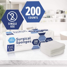 MED PRIDE All Cotton Non-Stick Bandage Supplies 4x4in Premium Quality Surgical Sponges 200 Pack 4'' x 4'', 16 ply–Gauze Pads Non sterile -First Aid Wound Care Dressing Sponge –Woven Medical Nonstick