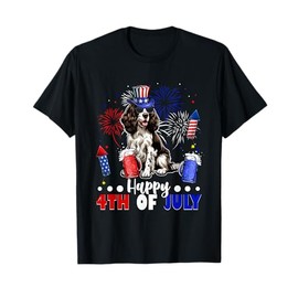 Happy 4th July US Flag English Springer Spaniel Sunglasses T-Shirt