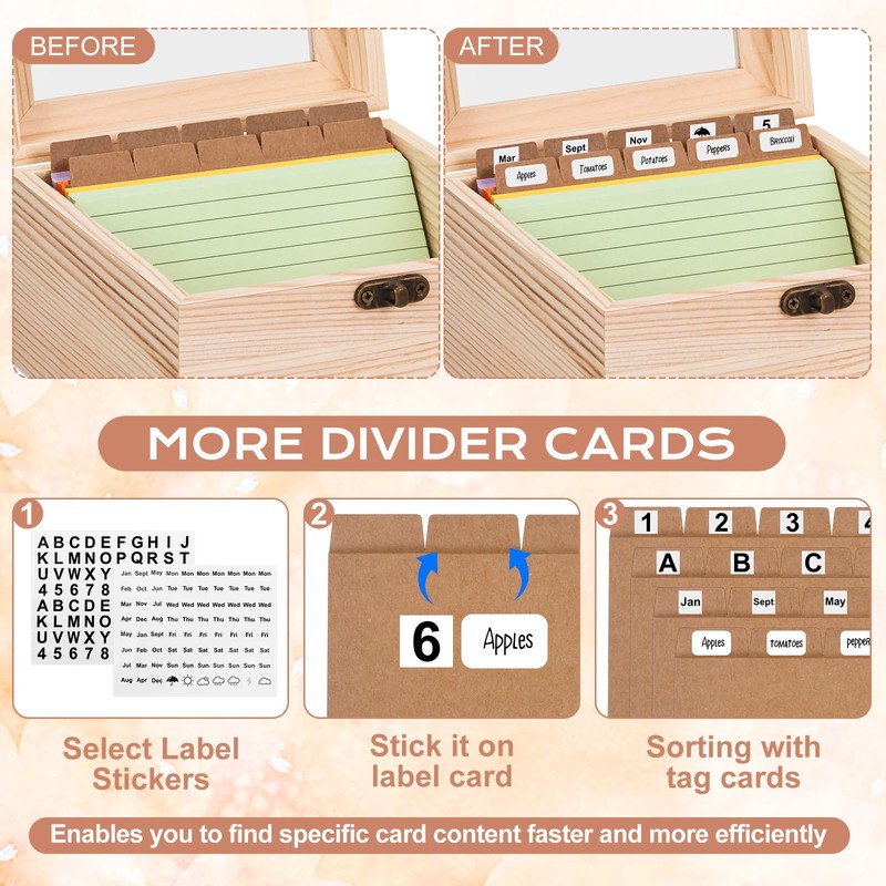 Index Card Holder 3x5, Recipe Cards Case with Clear Lid,