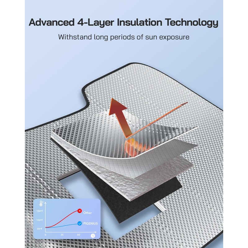 Pigenius Windshield Sun Shade for Ford Bronco 2021-2025. Reflective Aluminum