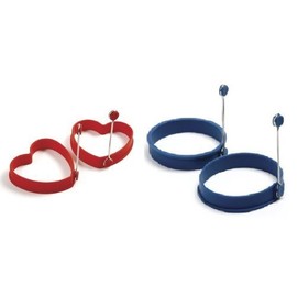 Norpro Silicone Egg Pancake Ring Round and Heart Shape Set