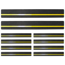 QWORK 10-Pack 4" x 30" Anti Slip Stair Treads with Reflective Stripe, Pre-Cut Stair Treads Tape, Waterproof, Peel & Stick Traction Tape for Stairs Step, Floor, Indoor & Outdoor Use