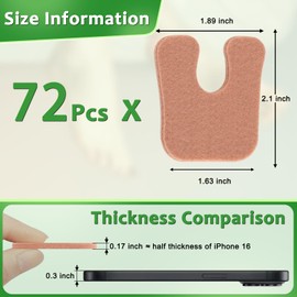 72 Pcs Callus Pads for Feet, U-Shaped Callus Cushions for Balls of Feet, Soft Felt Corn Pad for Bottom of Foot to Reduce Friction and Pressure for Men and Women
