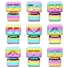 TEAONE Fidget Clicker Toy, 9 PCS Skull Press Fidget Keychain for Goody Bag Fillers, Birthday Gifts (Candy)