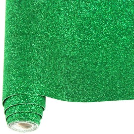 HGUAN Solid Color Glitter Faux Leather Rolls 12"X53"(30cmX135cm),Faux Leather Sheets Very Suitable for Making Crafts, Leather Earrings, Bows,Sewing (Green)
