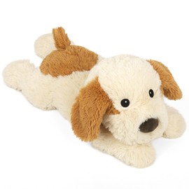 Puppy Stuffed Animals, Microwavable Stuffed Animal Adorable Fluffy Dog Plush for Warmth, Heatable Lavender Scent Puppy Plush Toys, Cute Soft Dog Plushies for Kids Adults Gifts, White and Brown Puppy
