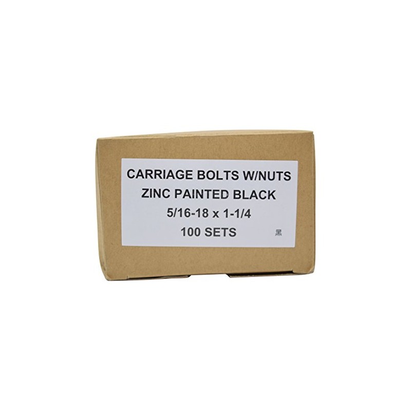 Black Carriage Bolts 5/16in x 1-1/4in (100 Count) Includes Nuts