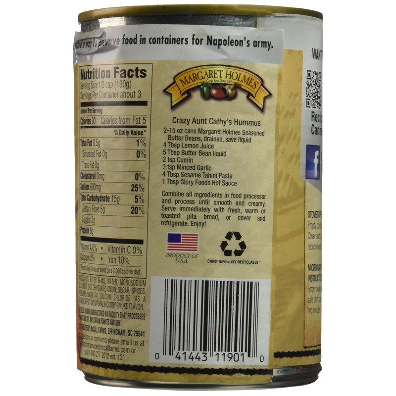 Margaret Holmes Butter Beans, 15 Ounce (Pack of 12)
