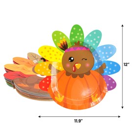 ceiba tree Thanksgiving Paper Plates Turkey Shaped Disposable Dinnerware Party Supplies