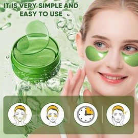 Parches de ojos Aloe Vera 60 Piezas, Parches para las ojeras Máscaras refrescantes de Aloe Vera para los ojos, Máscaras para las ojeras, Eliminador de bolsas de los ojo de Aloe Vera