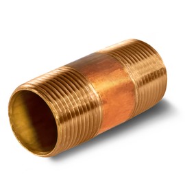Everflow Supplies NPBR1225 2-1/2" Long Brass Nipple Pipe Fitting with 1/2" Nominal Diameter and NPT Ends