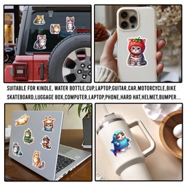 WESILY Pack 50 PCS Cute Cat Stickers Vinyl Waterproof Decals Sticker Decor Laptop Guitar Scrapbooks Notebook Skateboard Luggage Helmet Phone Cup Gift Birthday for Kids Teen Adult Cats Lovers